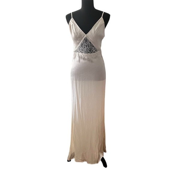 Revolve x SNDYS XS Ivory Satin Babydoll Wedding Fairy Slinky Maxi Slip Dress - Picture 3 of 14